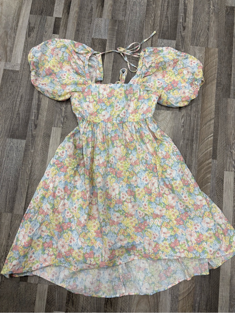 Jillian Harris x Joe Fresh Pastel Floral Puff Sleeve Day Dress Small - Picture 3 of 6